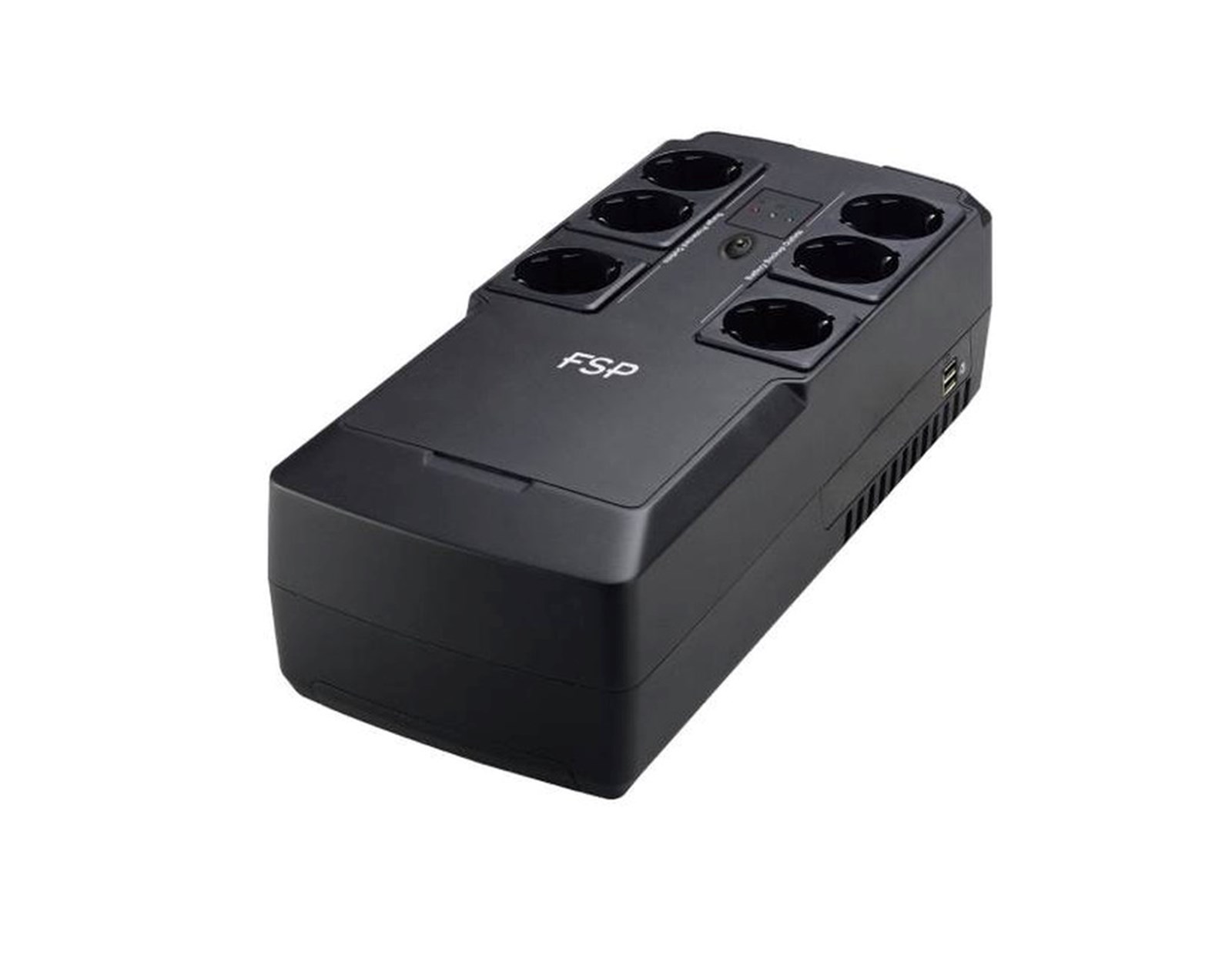 Fortron Source UPS NanoFit 600VA/300W, Offline, 2×USB, 6×Schuko, 1×4.5Ah, 7min autonomija@50%