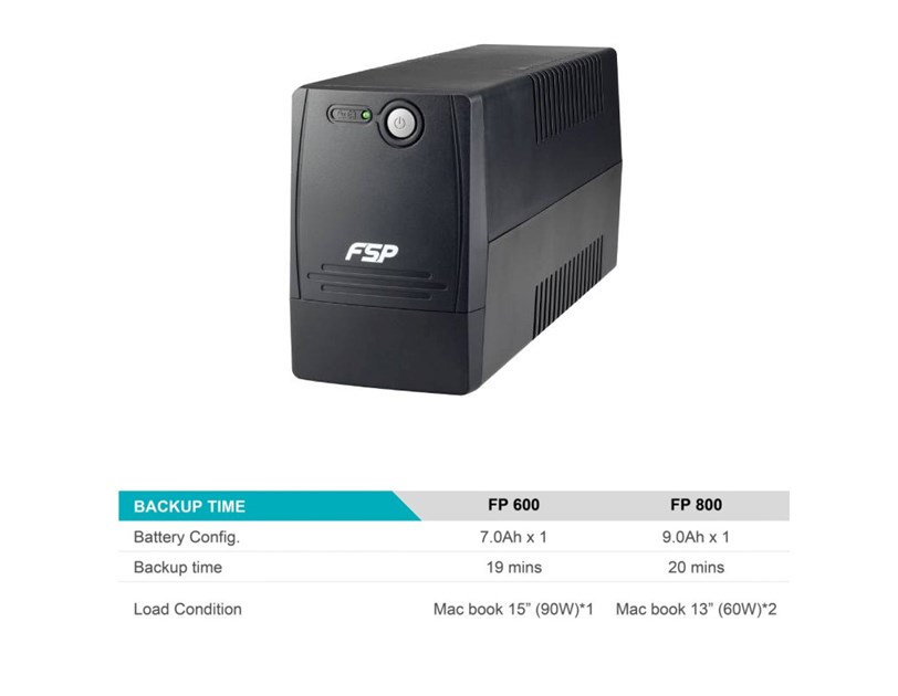 Fortron Source UPS FP 600VA/360W, Line-interactive, 2×Schuko, 1×7Ah