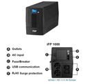 Fortron Source UPS iFP 1000VA/600W, Line-interactive, 2×Schuko, 2×IEC C13, RJ45, USB, 2×7Ah