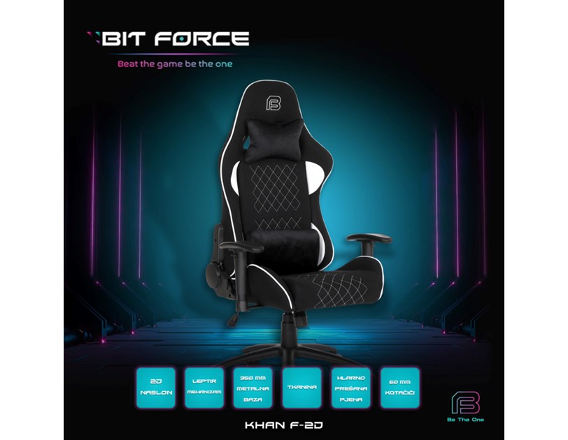 Bit Force Khan F-2D igraća stolica crno/bijela