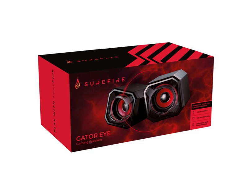 SureFire Gator Eye igraći zvučnici 2.0, 5W RMS, 3.5mm/USB, crveni