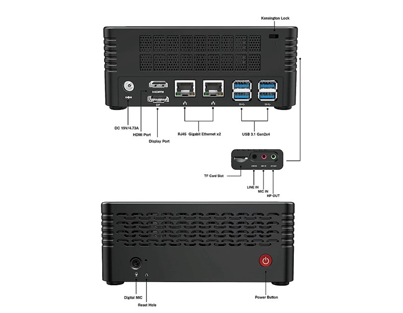 Minisforum EliteMini X500, AMD R7-5700G, 32GB DDR4, 512GB SSD, Radeon Graphics, HDMI/DP/, 2×G-bit RJ45 + Win 11 Pro