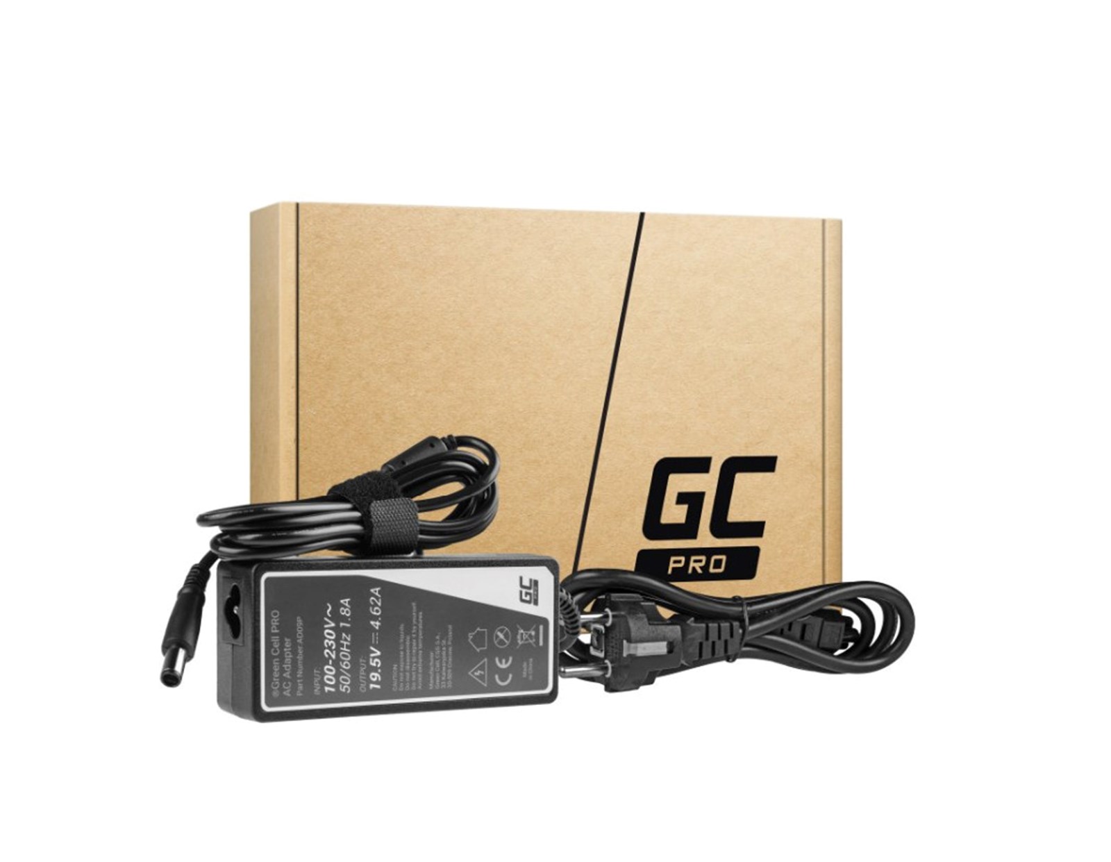 Green Cell (AD09P) Dell AC adapter 90W, 19.5V/4.62A, 7.4mm-5.0mm