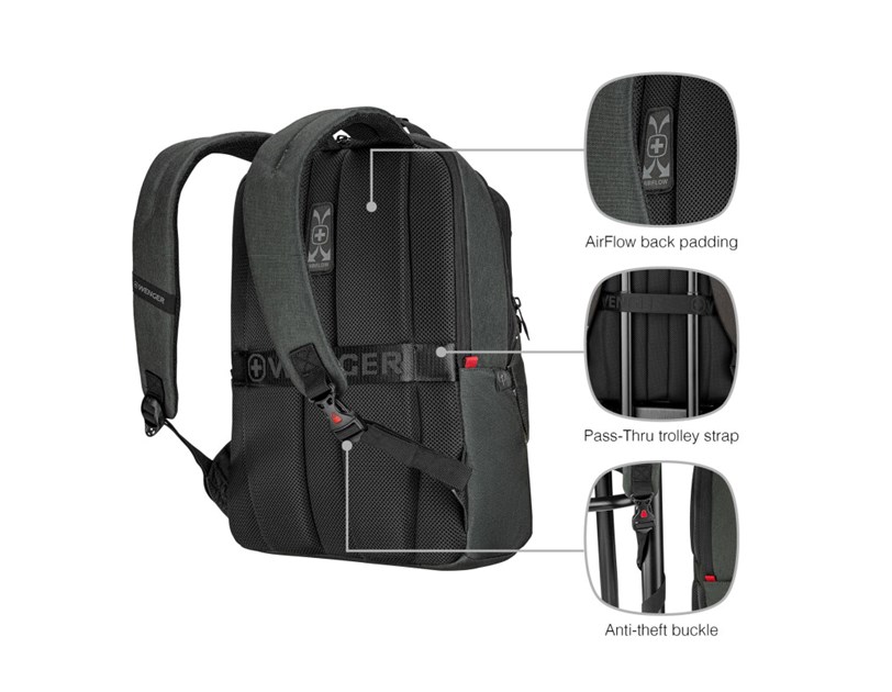 Wenger MX ECO Professional ruksak za 16"  prijenosnik s pretincom za 10" tablet, 20L, ugljeno siva