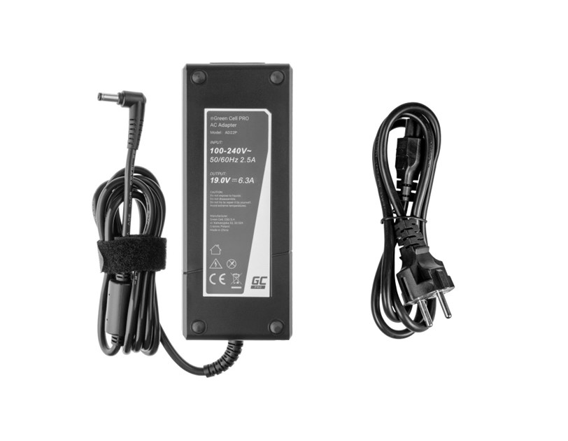 Green Cell (AD22P) AC adapter 120W, 19V/6.3A, 5.5mm-2.5mm za Asus G56 G60 K73 K73S K73SD K73SV F750 X750 MSI GE70 GT780
