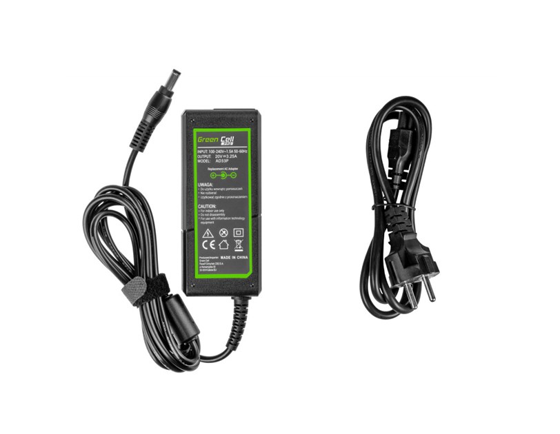 Green Cell (AD33P) AC Adapter 65W za Lenovo prijenosnike, 20V/3.25A, 5.5-2.5mm za Lenovo B560 B570 G530 G550 G560 G575 G580 G580a G585 IdeaPad Z560 Z570