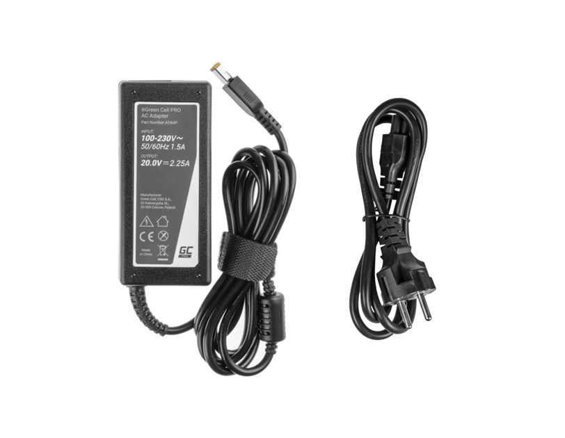 Green Cell (AD64P) AC adapter 45W Slim Tip, 20V/2.25A za  Lenovo G50-30 G50-70 G505 Z50-70 ThinkPad T440 T450 IdeaPad S210