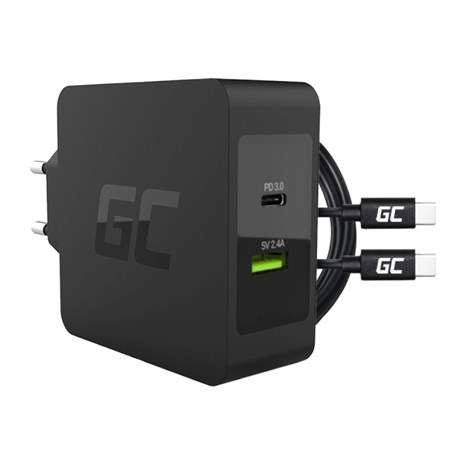 Green Cell (CHAR10) zidni punjač 45W, USB-C/USB-A + USB-C kabel