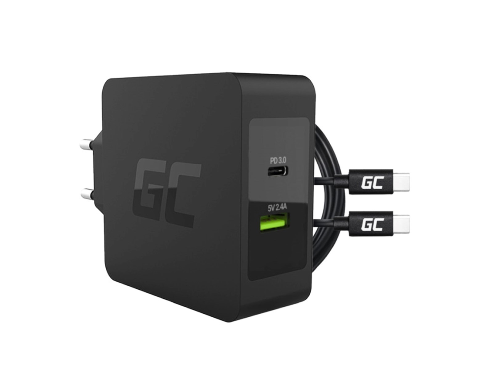 Green Cell (CHAR10) zidni punjač 45W, USB-C/USB-A + USB-C kabel