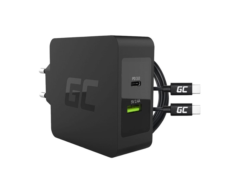Green Cell (CHAR10) zidni punjač 45W, USB-C/USB-A + USB-C kabel