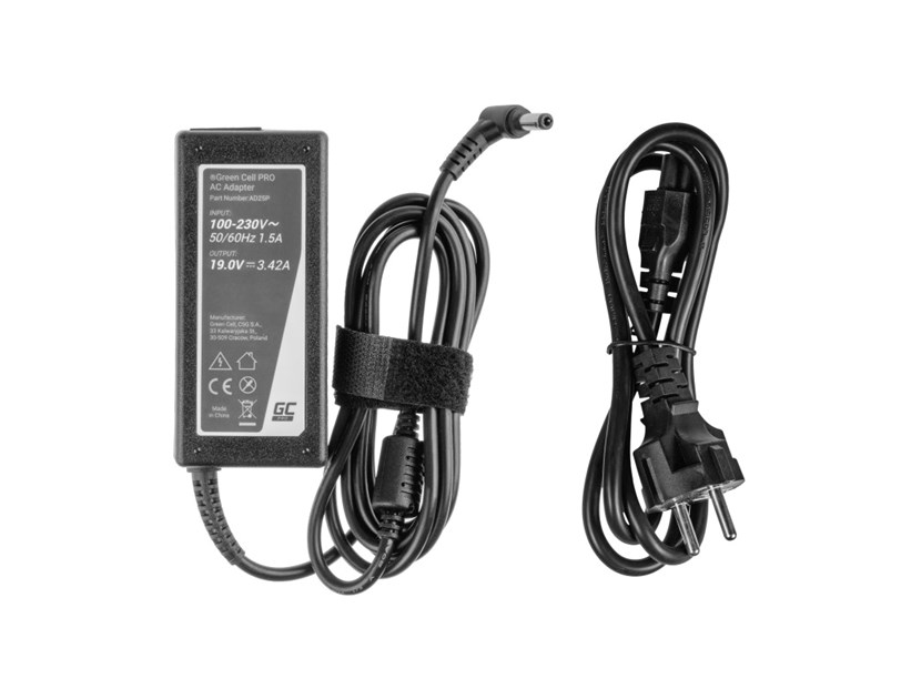 Green Cell PRO (AD25P) AC adapter 65W, 19V/3.42A, 5.5mm-2.5mm za Asus R510C R510L R556L X550C X550L Toshiba Satellite C650 L750