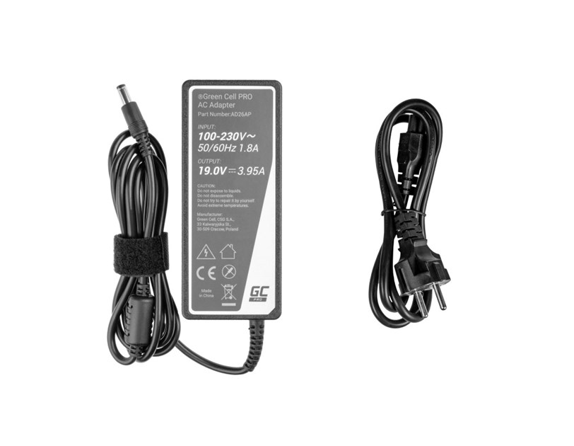 Green Cell PRO (AD26AP) AC adapter 75W, 19V/3.95A, 5.5mm-2.5mm za Toshiba Satellite C55 C660 C850 C855 C870 L650 L650D L655 L750 L750D L755