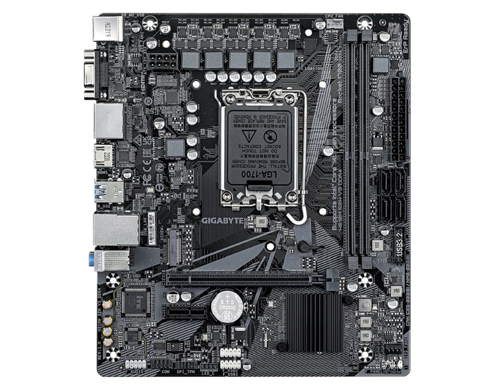 Gigabyte MB H610M S2H V3 DDR4, S.1700, 2xDDR4/3200, PCIe 4.0, G-LAN, VGA/HDMI/2×DP, mATX