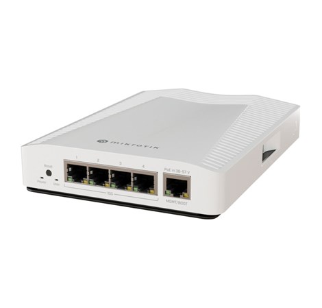 MikroTik 10 Gigabit Ethernet preklopnik (Switch) CRS304-4XG-IN, 98DX2528 2-core 1200 MHz CPU, ARM 64bit, 512 MB RAM, 32 MB FLASH,  4x10G-LAN ports POE-IN, DIN rail mount
