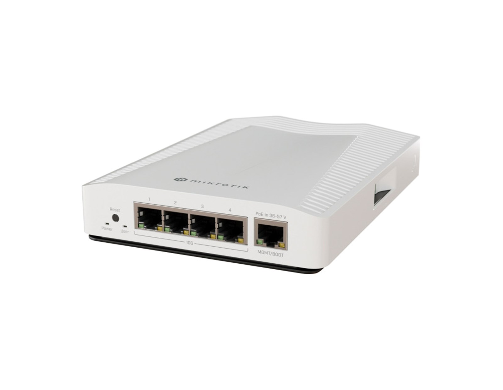 MikroTik 10 Gigabit Ethernet preklopnik (Switch) CRS304-4XG-IN, 98DX2528 2-core 1200 MHz CPU, ARM 64bit, 512 MB RAM, 32 MB FLASH, 4x10G-LAN ports POE-IN, DIN rail mount