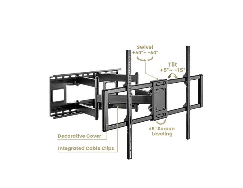 Roline VALUE zidni nosač za TV 60"-120", udaljenost od zida 75mm-703mm, nosivost 120kg, crni