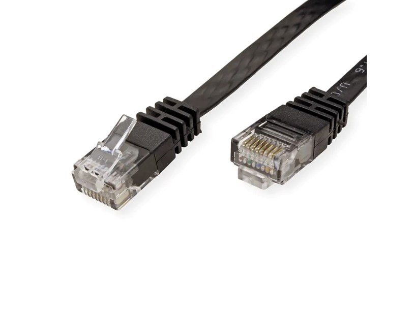 Roline VALUE UTP mrežni flat kabel Cat.6/Class E, 5.0m, crni
