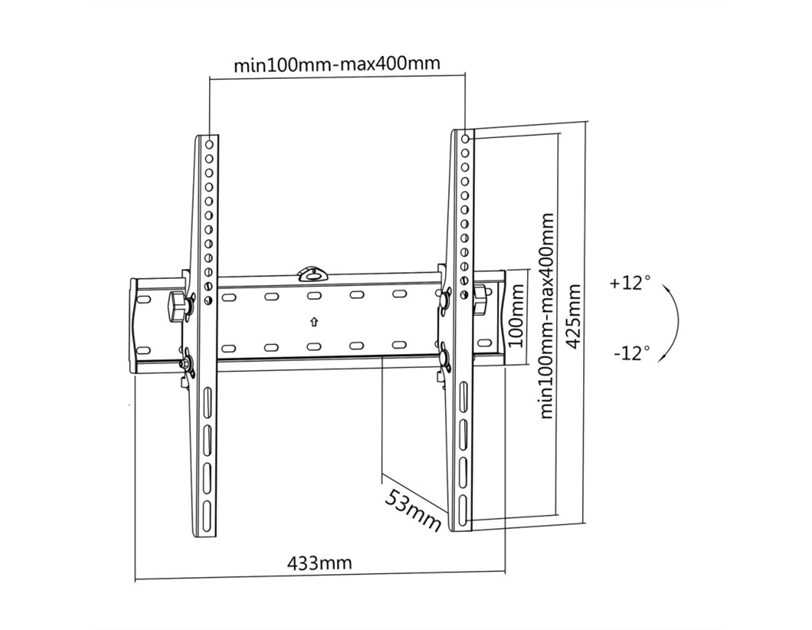 Roline VALUE zidni nosač za TV 32"-55", podesivi nagib, nosivost 40kg, crni