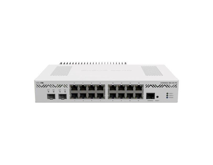 Mikrotik Cloud Core Router 2004-16G-2S+PC, Cortex A57 1.7GHz CPU, 4GB RAM, 128MB NAND,16×G-LAN, 2×SFP+, desktop kučište, PSU, rackmount, RouterOS L6