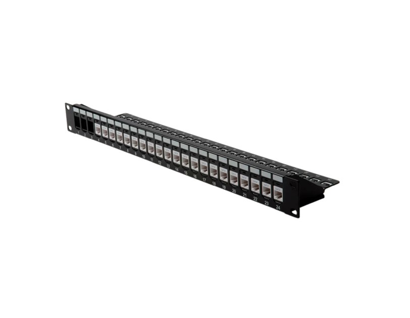 Roline 24-portni Patch Panel (prazni) 19" Keystone UTP Cat.5e/6/Class E, crni