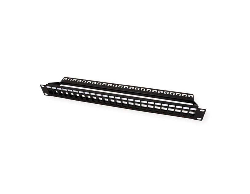 Roline 24-portni Patch Panel (prazni) 19" Keystone UTP Cat.5e/6/Class E, crni