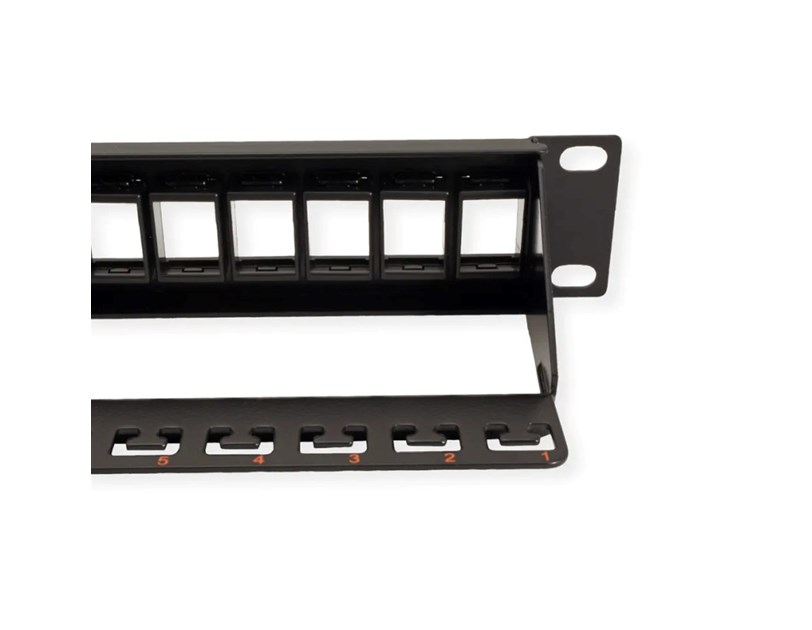 Roline 24-portni Patch Panel (prazni) 19" Keystone UTP Cat.5e/6/Class E, crni