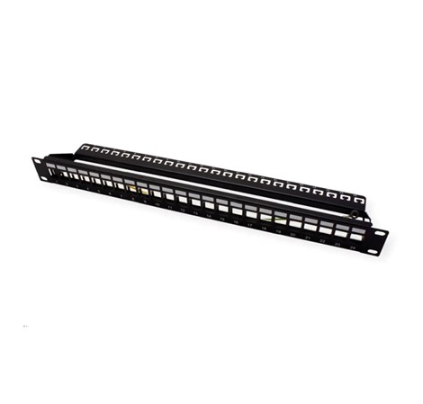 Roline 24-portni Patch Panel (prazni) 19" Keystone STP Cat.5/6/6a/Class E, crni