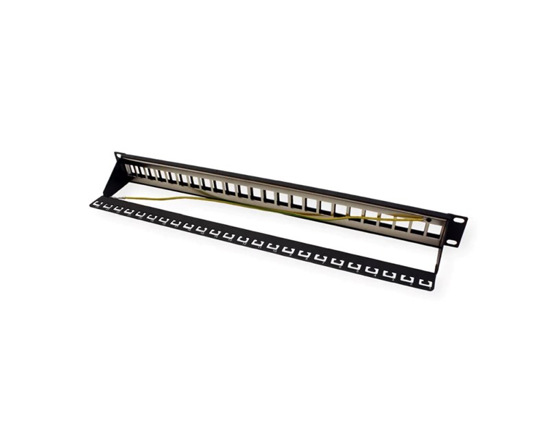 Roline 24-portni Patch Panel (prazni) 19" Keystone STP Cat.5/6/6a/Class E, crni