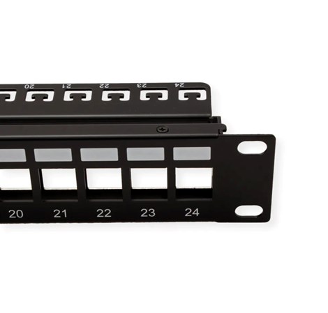 Roline 24-portni Patch Panel (prazni) 19" Keystone STP Cat.5/6/6a/Class E, crni
