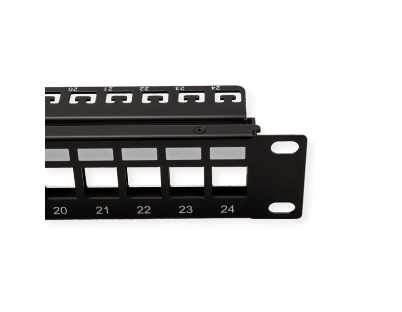 Roline 24-portni Patch Panel (prazni) 19" Keystone STP Cat.5/6/6a/Class E, crni