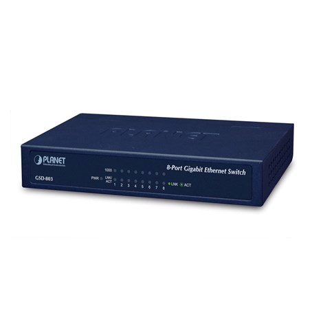 PLANET Gigabit preklopnik (Switch) 8-port 10/100/1000Mbps, metalno kućište