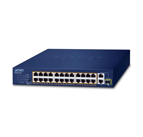 PLANET PoE preklopnik (Switch) 24-port 10/100Mbps + 2-porta 10/100/1000T + 1-port djeljivi 1000X SFP, rackmount kit