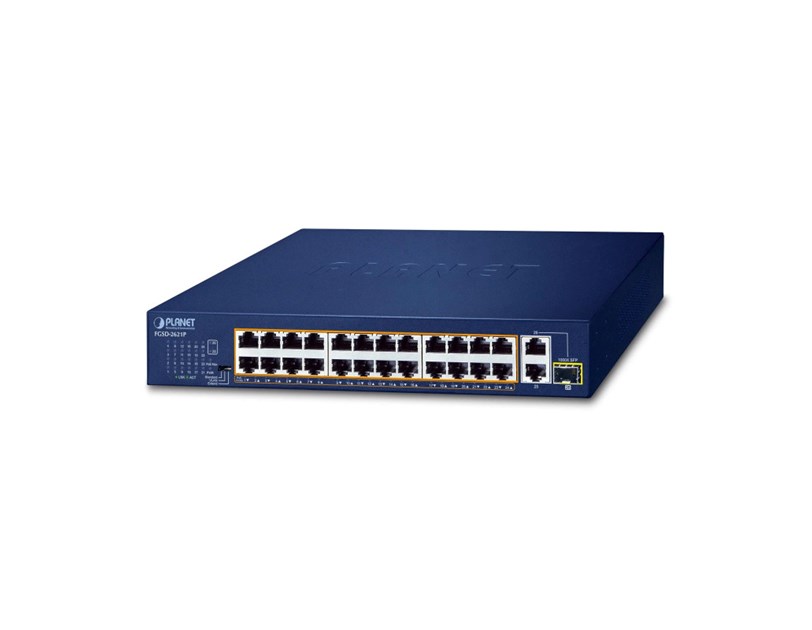 PLANET PoE preklopnik (Switch) 24-port 10/100Mbps + 2-porta 10/100/1000T + 1-port djeljivi 1000X SFP, rackmount kit