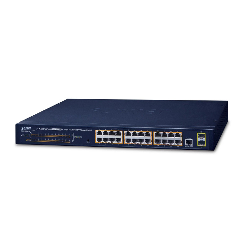 PLANET Gigabit preklopnik (Switch) 24-port IPv4 upravljiv 802.3at PoE + 2-port 1...