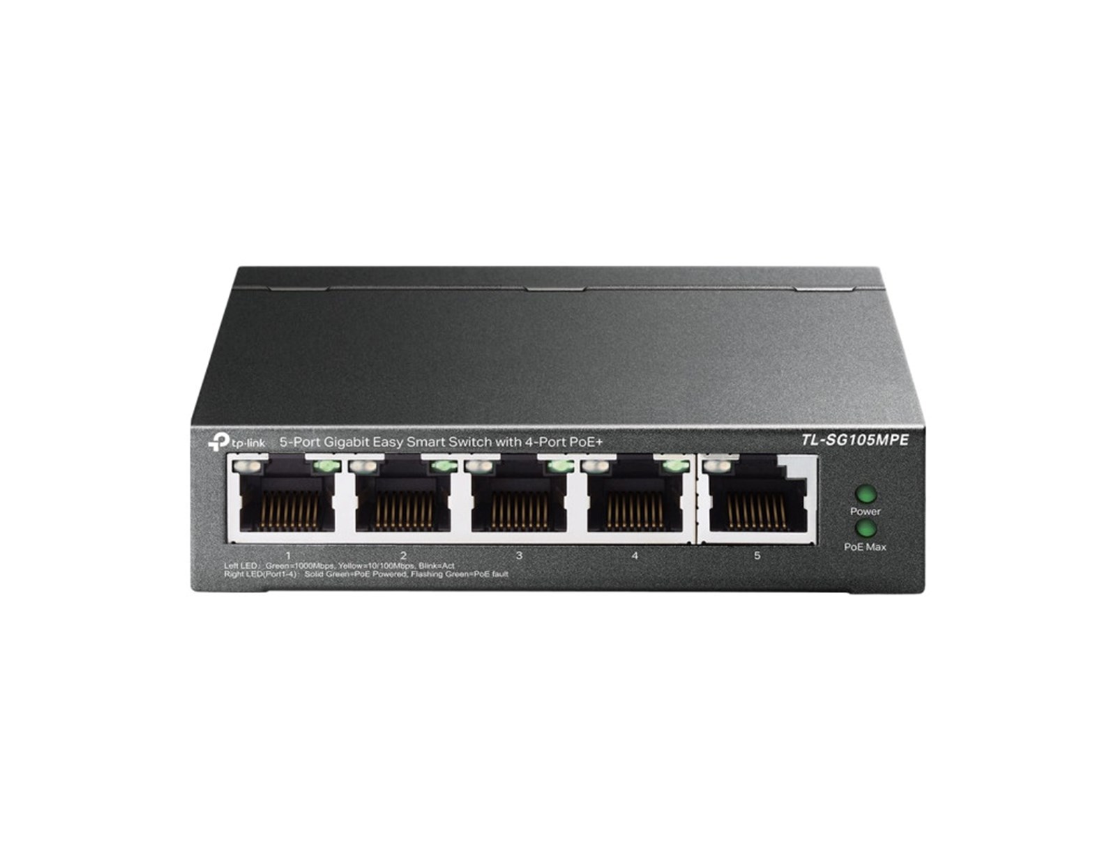 TP-Link 5-port Gigabit Easy Smart preklopnik (Switch), 5x10/100/1000 RJ45 - 4x PoE+, fanless, metalno kučište