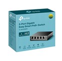 TP-Link 5-port Gigabit Easy Smart preklopnik (Switch), 5x10/100/1000 RJ45 - 4x PoE+, fanless, metalno kučište