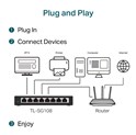 TP-Link 8-port Gigabit Desktop preklopnik (Switch), 8×10/100/1000M RJ45 ports, metalno kućište