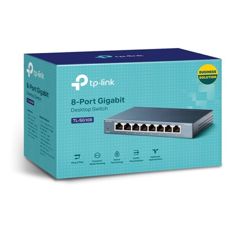 TP-Link 8-port Gigabit Desktop preklopnik (Switch), 8×10/100/1000M RJ45 ports, metalno kućište
