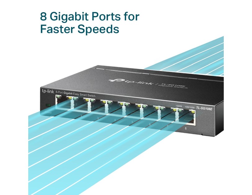 TP-Link 8-port Gigabit Easy Smart preklopnik (Switch), 8×10/100/1000M RJ45 ports, metalno kućište
