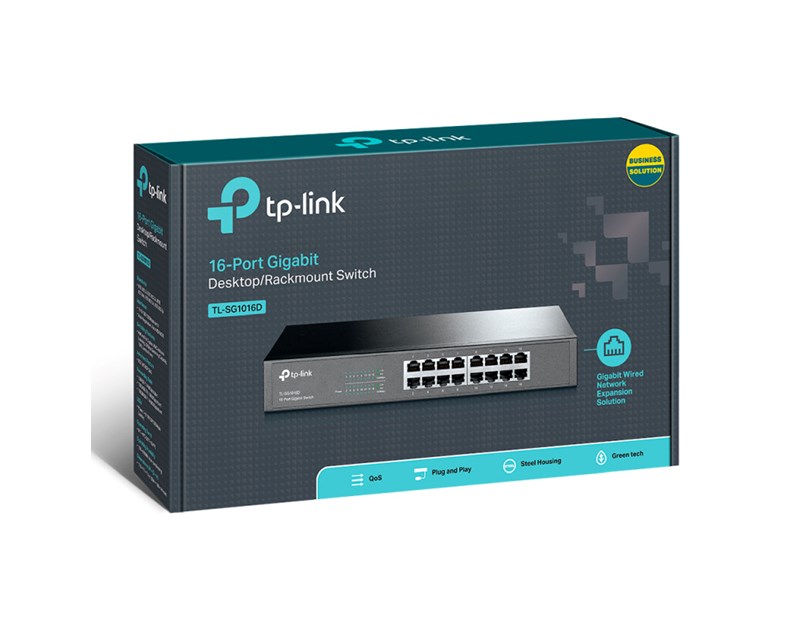 TP-Link 16-port Gigabit Desktop/Rackmount preklopnik (Switch), 16×10/100/1000M RJ45 ports, metalno kućište