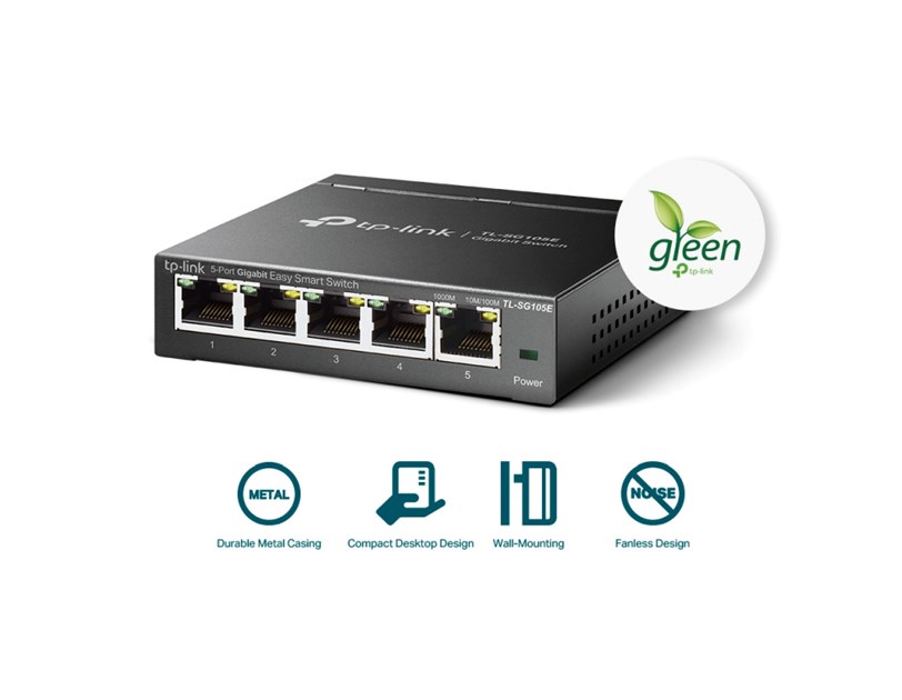 TP-Link 5-port Gigabit Easy Smart preklopnik (Switch), 5×10/100/1000M RJ45 ports, metalno kućište