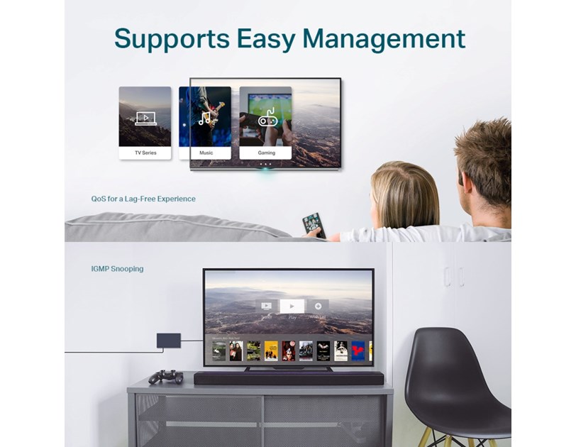 TP-Link 5-port Gigabit Easy Smart preklopnik (Switch), 5×10/100/1000M RJ45 ports, metalno kućište