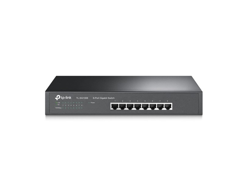 TP-Link 8-port Gigabit preklopnik (Switch), 8×10/100/1000M RJ45 ports, 1U 19", Rack mount, metalno kućište