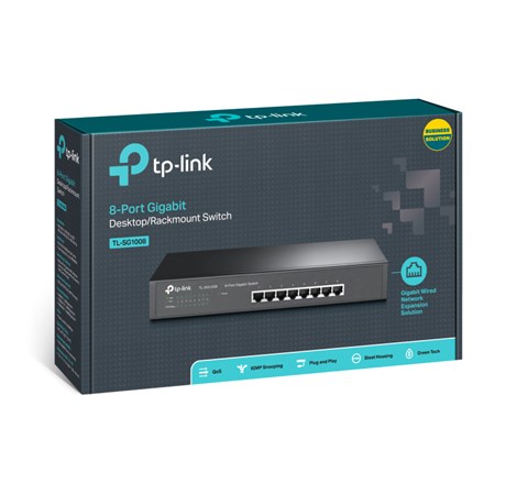 TP-Link 8-port Gigabit preklopnik (Switch), 8×10/100/1000M RJ45 ports, 1U 19", Rack mount, metalno kućište