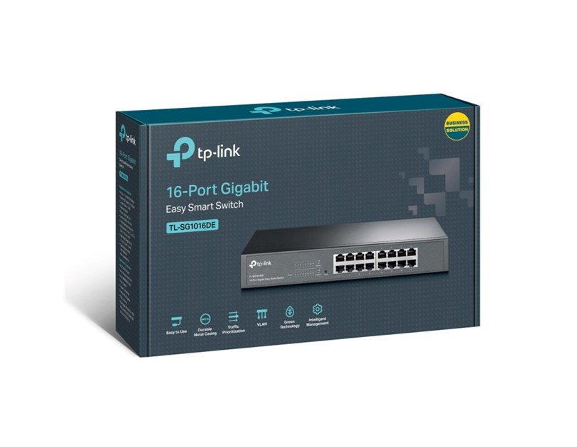 TP-Link 16-port Gigabit Easy Smart preklopnik (Switch), 16×10/100/1000M RJ45 ports, 1U 13"