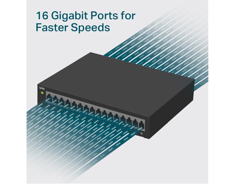 TP-Link 16-port Gigabit Easy Smart preklopnik (Switch), 16×10/100/1000M RJ45 ports, metalno kućište