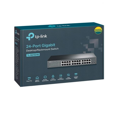 TP-Link 24-port Gigabit preklopnik (Switch), 24×10/100/1000M RJ45 ports, 13" Desktop/Rack, metalno kućište
