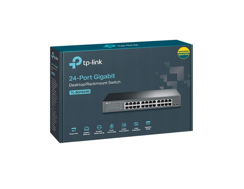 TP-Link 24-port Gigabit preklopnik (Switch), 24×10/100/1000M RJ45 ports, 13" Desktop/Rack, metalno kućište