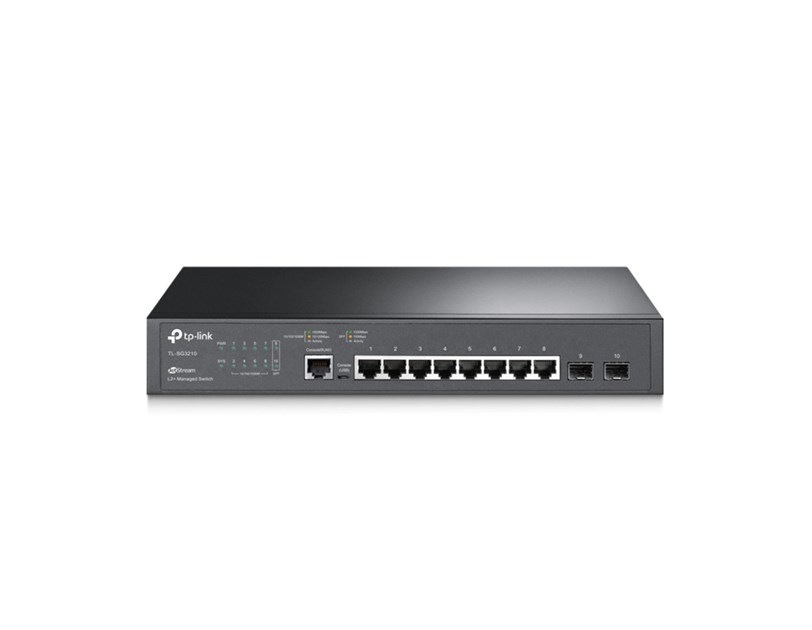 TP-Link Omada JetStream 8-port Gigabit L2 upravljiv preklopnik (Switch), 8×10/100/1000M RJ45 ports, 2×Gigabit SFP, 1U 13" rack-mount