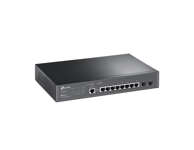 TP-Link Omada JetStream 8-port Gigabit L2 upravljiv preklopnik (Switch), 8×10/100/1000M RJ45 ports, 2×Gigabit SFP, 1U 13" rack-mount
